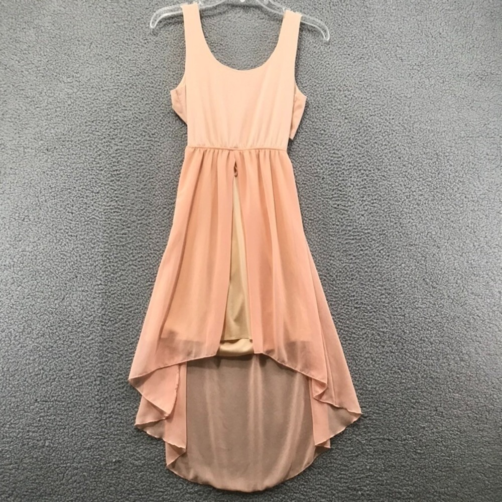 Rue 21 Womens Sleeveless Waterfall Dress Crossed Back Elastic Waist Peach Size M